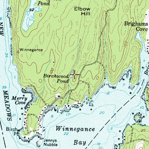 Topographic Map of Birchwood Pond, ME