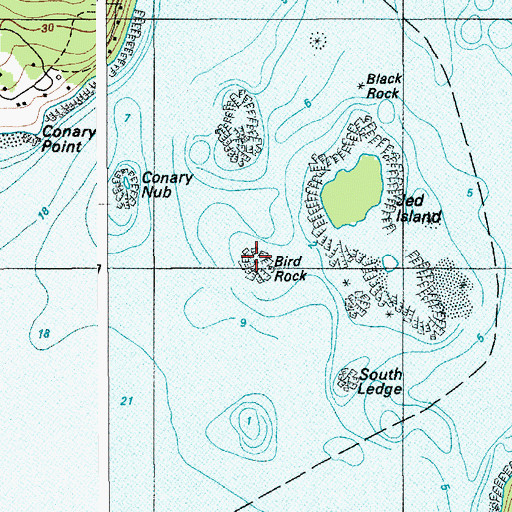 Topographic Map of Bird Rock, ME