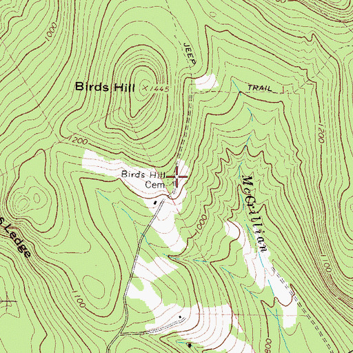 Topographic Map of Birds Hill Cemetery, ME