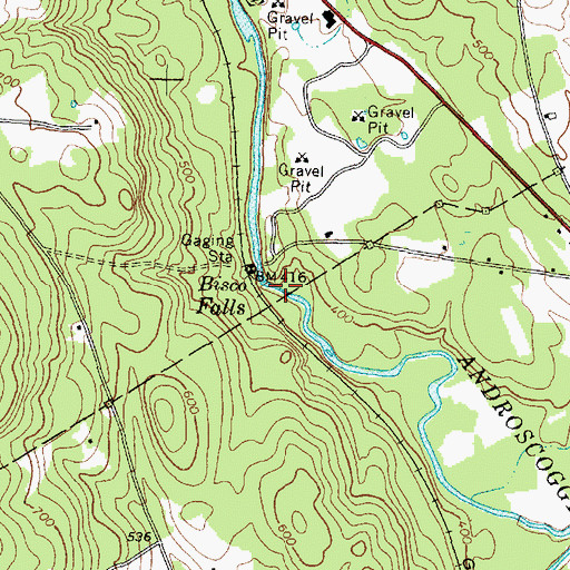 Topographic Map of Bisco Falls, ME