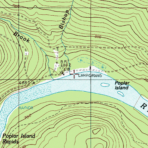 Topographic Map of Bishop Brook, ME