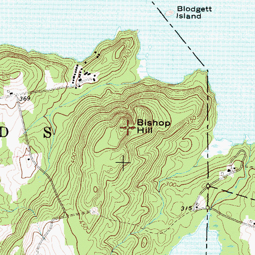 Topographic Map of Bishop Hill, ME