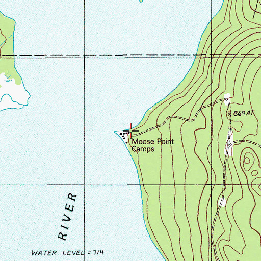Topographic Map of Moose Point Camps, ME