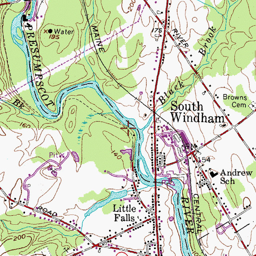 Topographic Map of Black Brook, ME