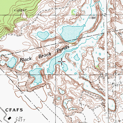 Topographic Map of Black Brook Ponds, ME