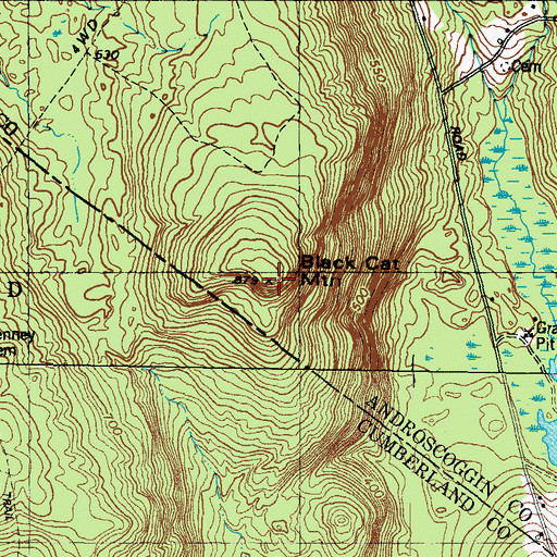 Topographic Map of Black Cat Mountain, ME