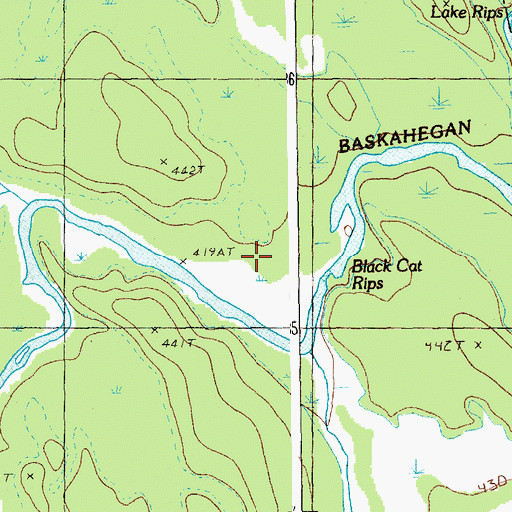 Topographic Map of Black Cat Rips, ME
