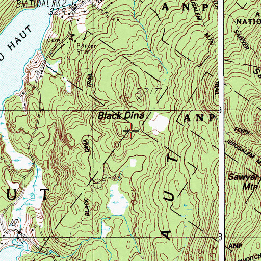 Topographic Map of Black Dina, ME