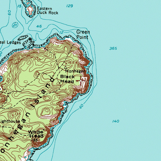 Topographic Map of Black Head, ME