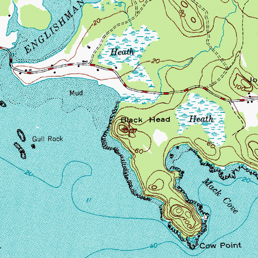 Topographic Map of Black Head, ME