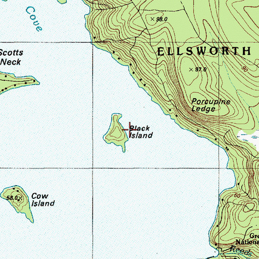 Topographic Map of Black Island, ME