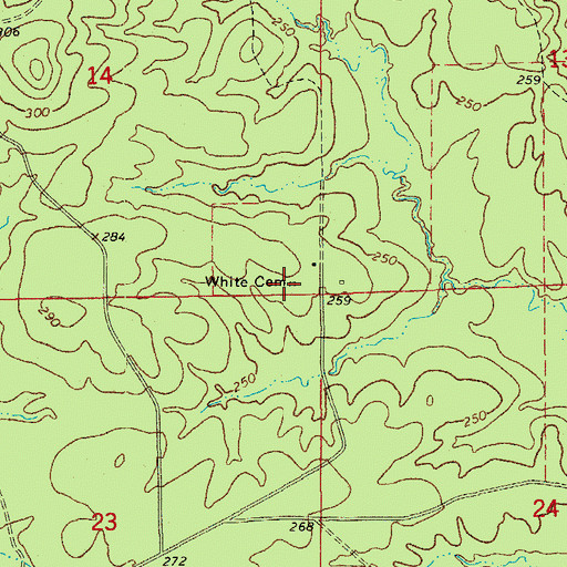 Topographic Map of White Cemetery, AR