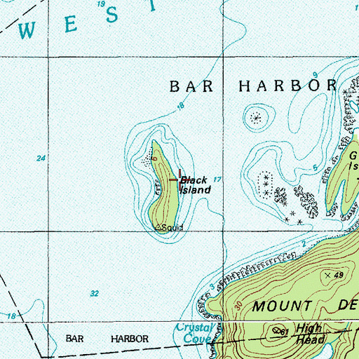 Topographic Map of Black Island, ME