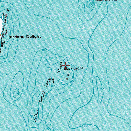 Topographic Map of Black Ledge, ME