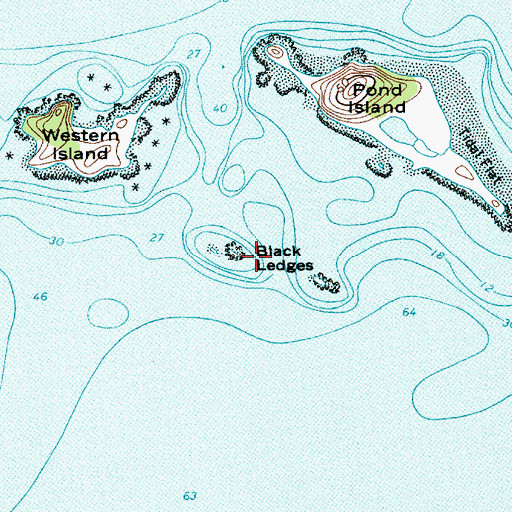 Topographic Map of Black Ledges, ME