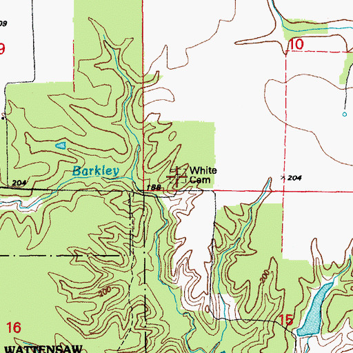 Topographic Map of White Cemetery, AR