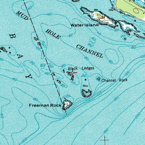 Topographic Map of Black Ledges, ME