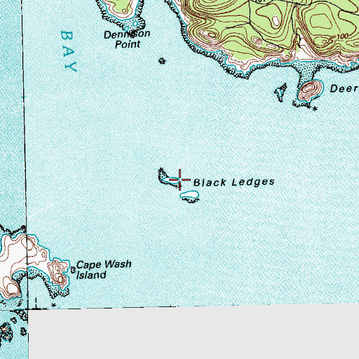 Topographic Map of Black Ledges, ME