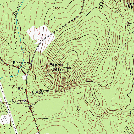 Topographic Map of Black Mountain, ME