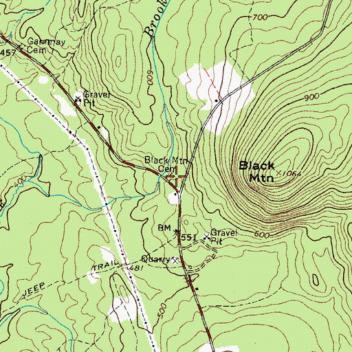 Topographic Map of Black Mountain Cemetery, ME