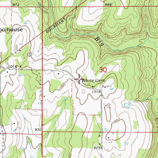 Topographic Map of White Cemetery, AR
