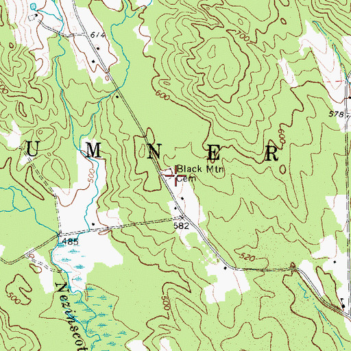 Topographic Map of Black Mountain Cemetery, ME