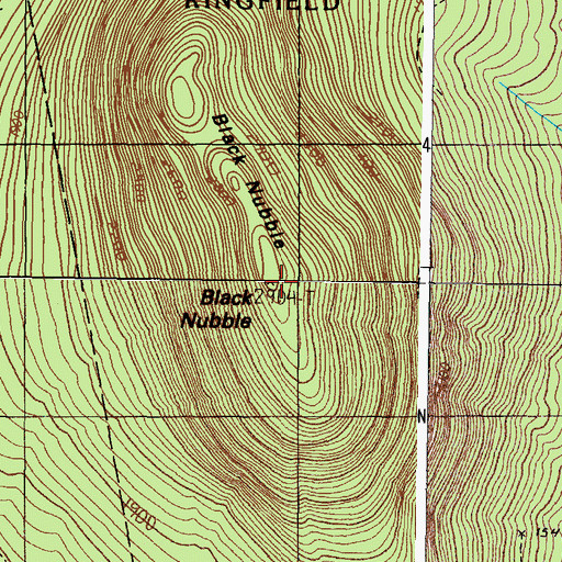 Topographic Map of Black Nubble, ME
