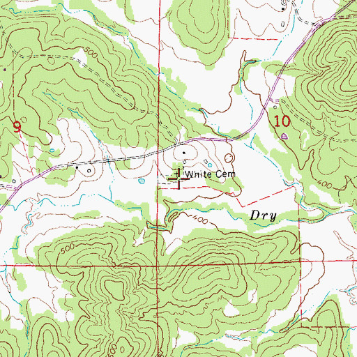 Topographic Map of White Cemetery, AR