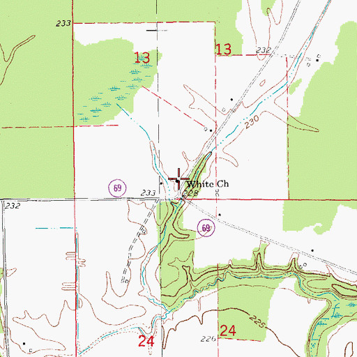 Topographic Map of White Church, AR