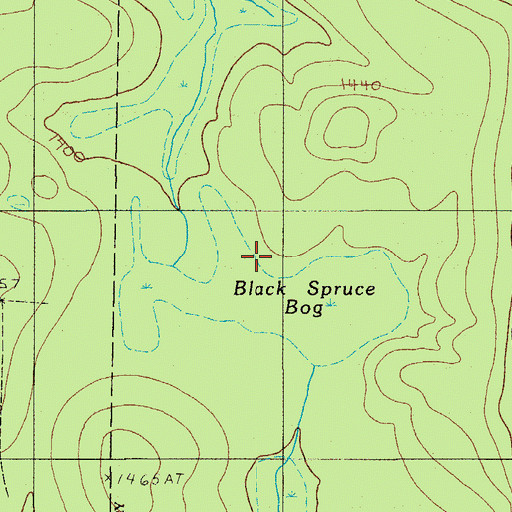 Topographic Map of Black Spruce Bog, ME