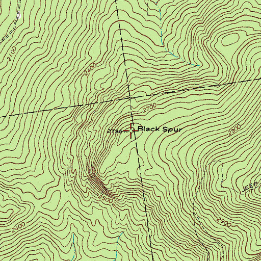 Topographic Map of Black Spur, ME