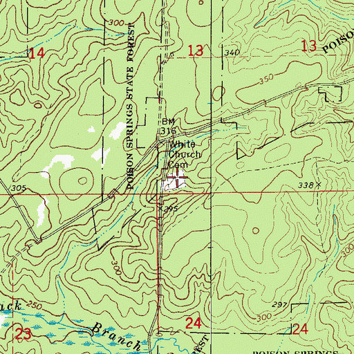 Topographic Map of White Church Cemetery, AR