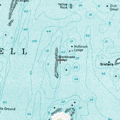 Topographic Map of Blacksnake Ledge, ME