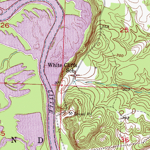 Topographic Map of White Cliffs School, AR