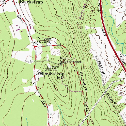 Topographic Map of Blackstrap Hill, ME