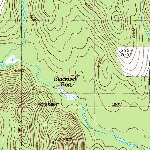 Topographic Map of Blackwell Bog, ME