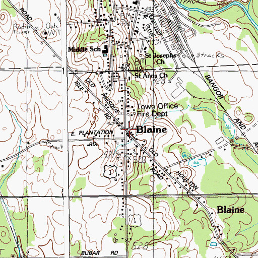 Topographic Map of Blaine, ME
