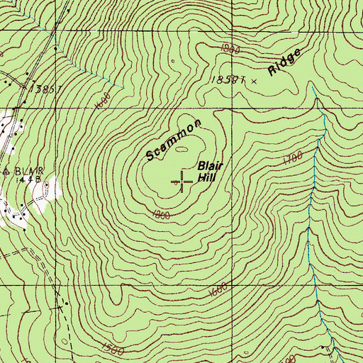 Topographic Map of Blair Hill, ME