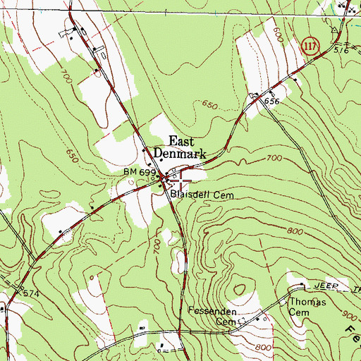Topographic Map of Blaisdell Cemetery, ME