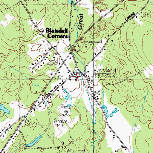 Topographic Map of Blaisdell Corners, ME