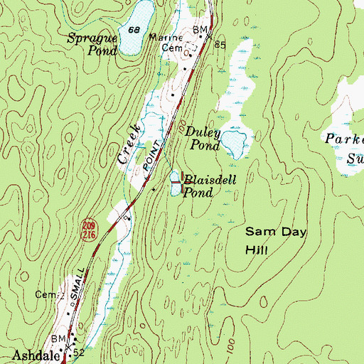 Topographic Map of Blaisdell Pond, ME
