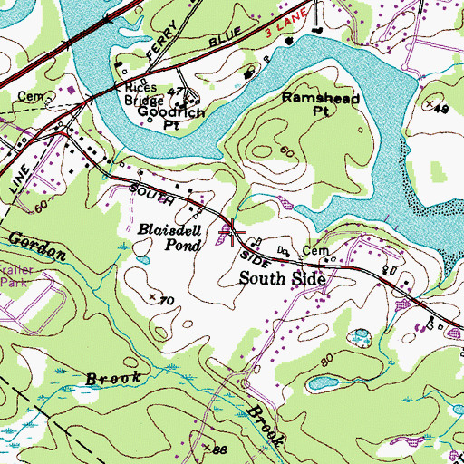 Topographic Map of Blaisdell Pond, ME