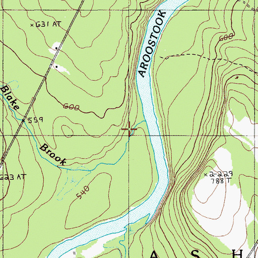 Topographic Map of Blake Brook, ME