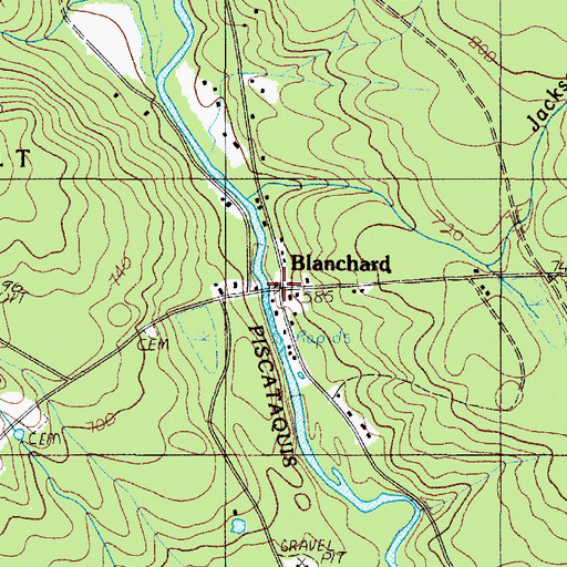 Topographic Map of Blanchard, ME