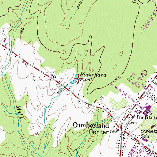 Topographic Map of Blanchard Pond, ME