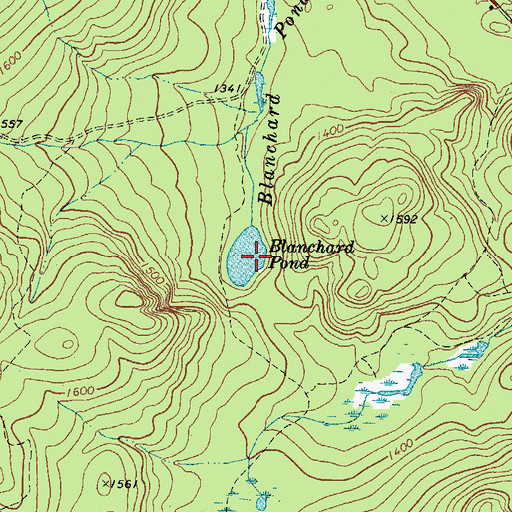 Topographic Map of Blanchard Pond, ME