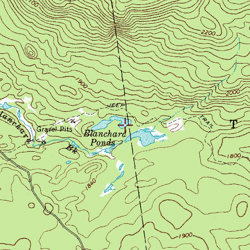Topographic Map of Blanchard Ponds, ME