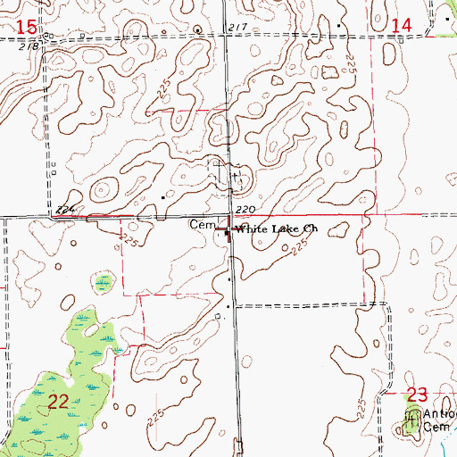 Topographic Map of White Lake Church, AR