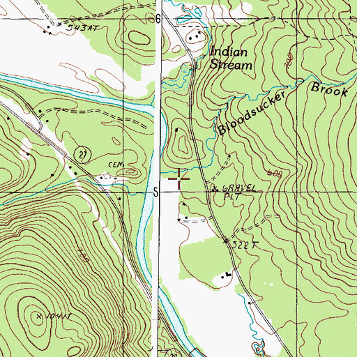 Topographic Map of Bloodsucker Brook, ME