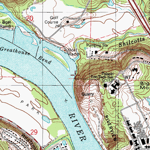 Topographic Map of White Oak Bayou, AR